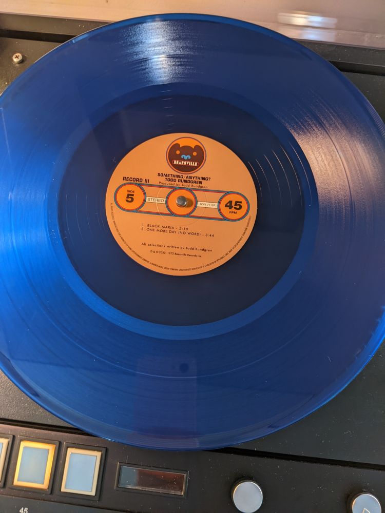 shot of side 5 cobalt blue "black maria" and "one more day (no word)"
