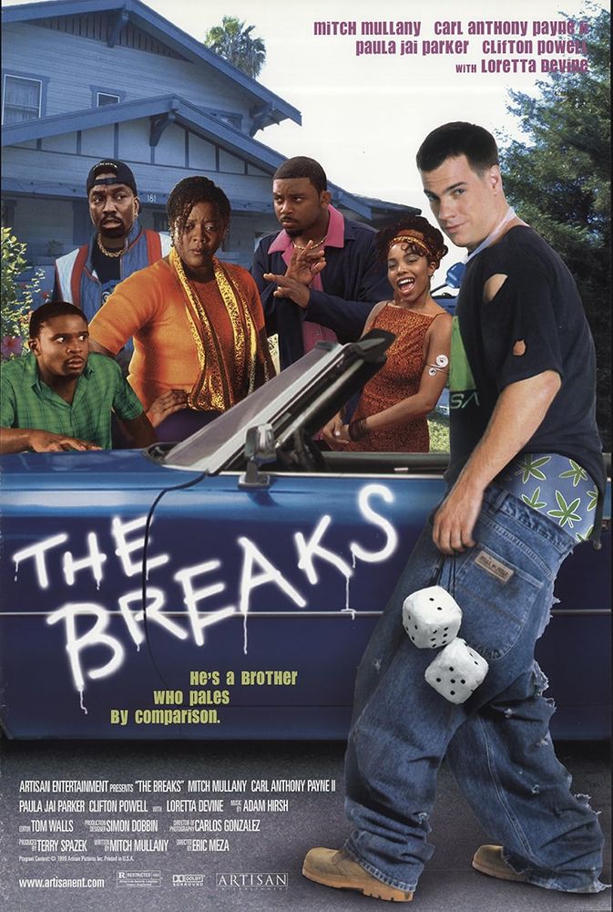 Poster for the movie "The Breaks", with several characters standing around a graffiti'ed car