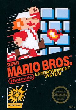 The cover artwork for Super Mario Bros. for the NES.