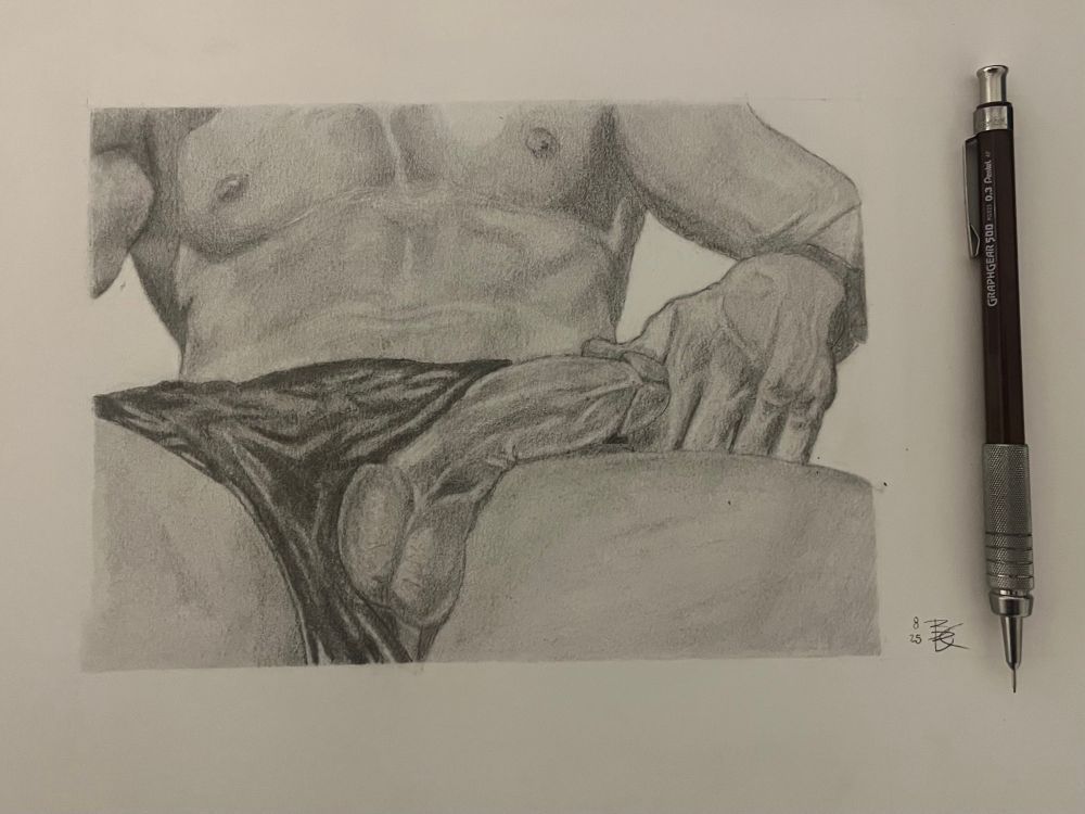 Graphite sketch of JackJerksIt.bsky