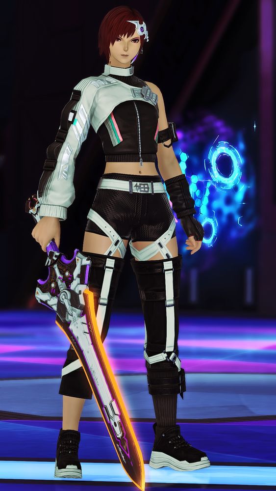 Head: Black Star Headgear of Striking (Pearl White Dye | Pearl White Dye)
Body: Model A-2 Tactical Top (Snow White Dye | None)
Hands: Lucian Prince’s Fingerless Glove
Legs: Gargantuaskin Trousers of Striking (None | Snow White Dye)
Foot: Magitek Shoes (Snow White Dye | Snow White Dye)

I will never stop making glams that make him look like he stepped out PSO2 or Dragon Raja.