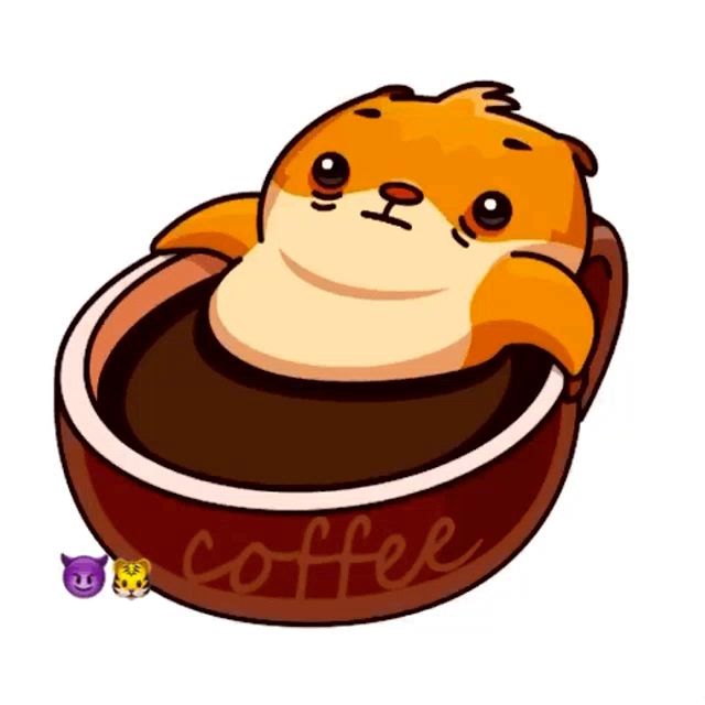 a hamster is laying in a cup of coffee with the word coffee written on it