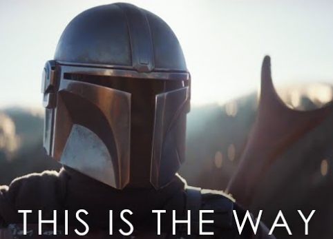 Screenshot of Mando from The Mandalorian, subtitled "THIS IS THE WAY"
