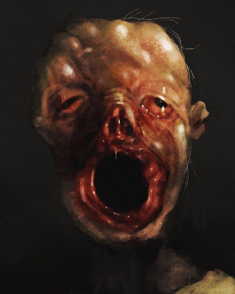 a humanoid monster, its mouth a sickly hole