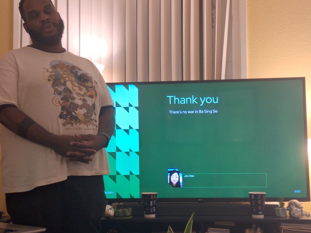 Me presenting There’s No War in Ba Sing Se.