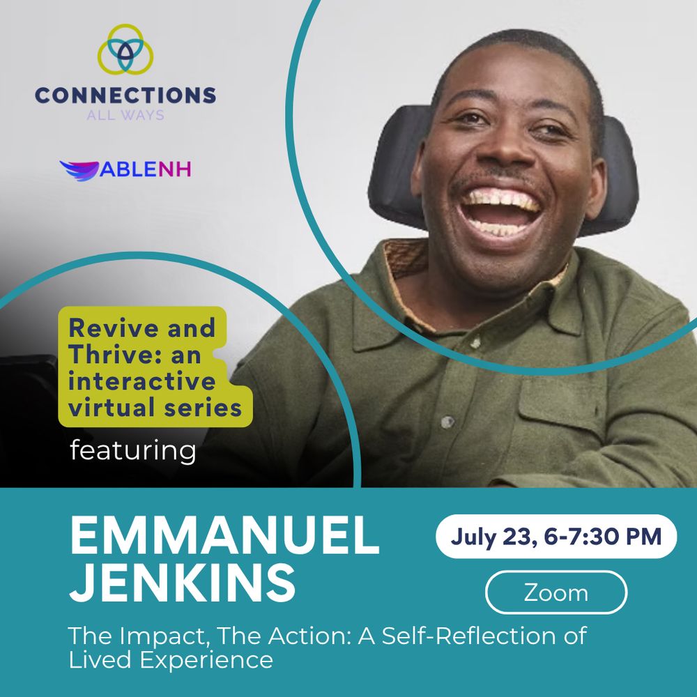 Revive and Thrive: an interactive virtual series featuring
Emmanuel Jenkins
July 23, 6-7:30 PM
Zoom
The Impact, The Action: A Self-Reflection of Lived Experience