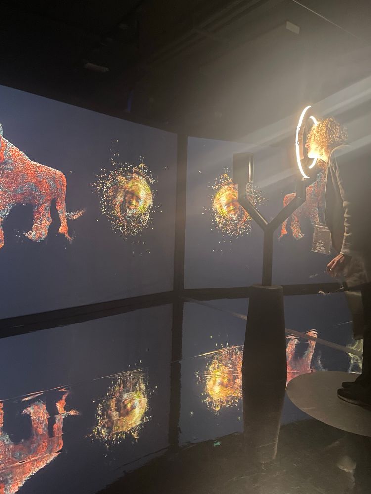 Screens with point clouds of animals