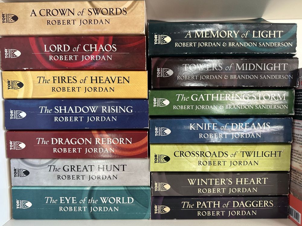 14 paperback editions that comprise the Wheel of Time series