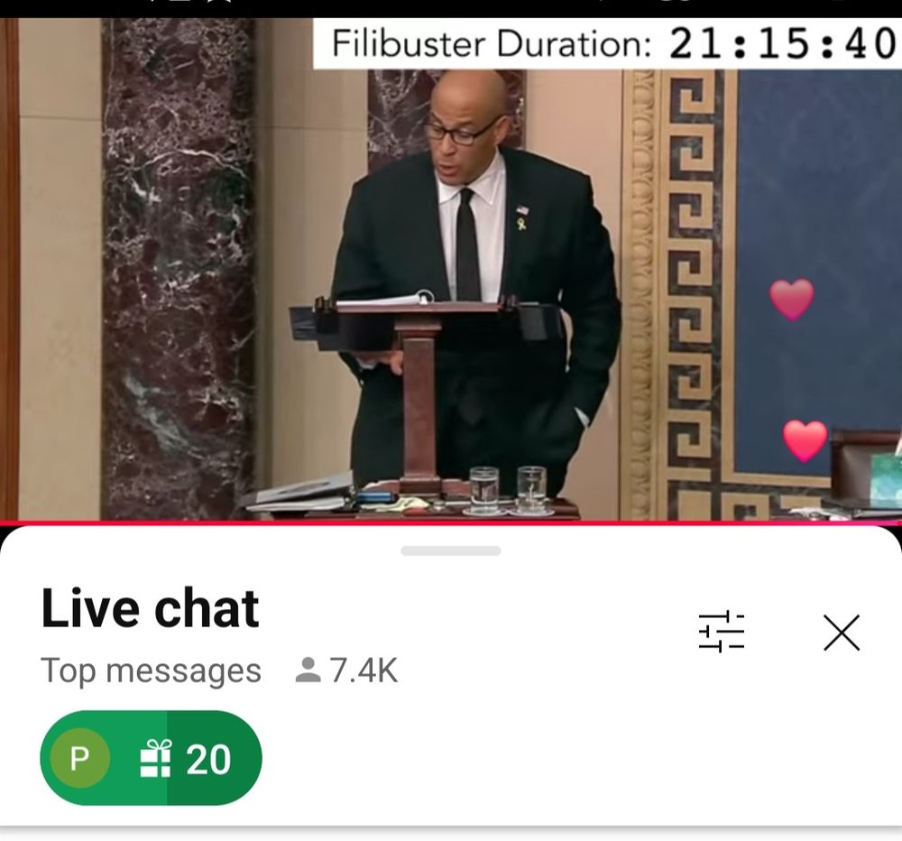 Cory Booker filibuster at 21 hours, 15 minutes and still going. April 1, 2025.