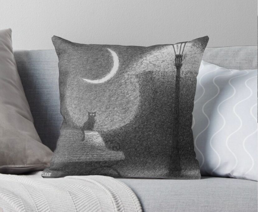“Mise en Scène por la Nuit”
16” x 16” throw pillow 