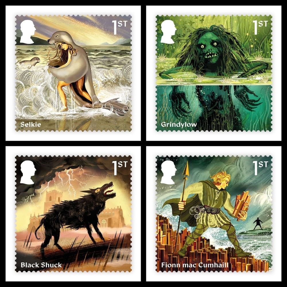 4 royal mail Mythical stamps