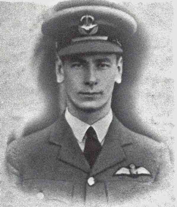 Serious-looking RAF pilot in a portrait photograph altered to remove the background.