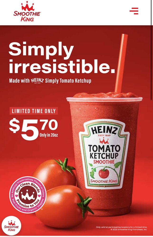 Smoothie king advertisement for Heinz tomato ketchup smoothie 