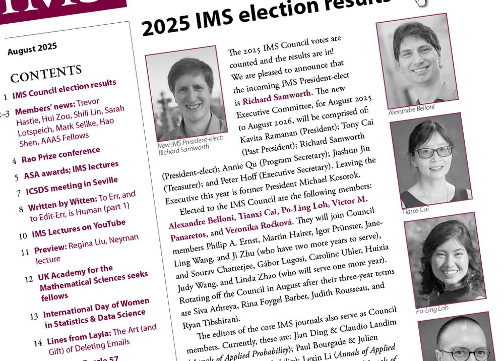 Cover page of August 2025 issue of the Institute of Mathematical Statistics Bulletin