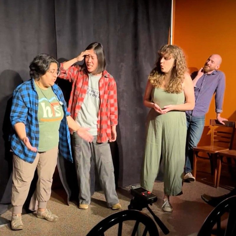 Kulkiran Nakai, Lillian Li, Ashley Hughes, and Matthew Kiser at an Extra Credit event. Photo courtesy of hear.say brewing + theater.