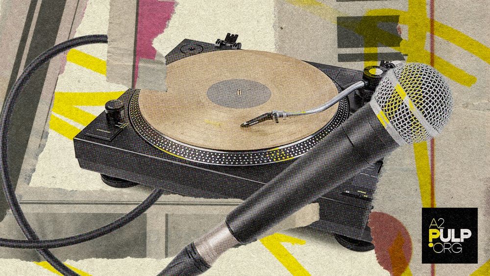 A turntable and a microphone