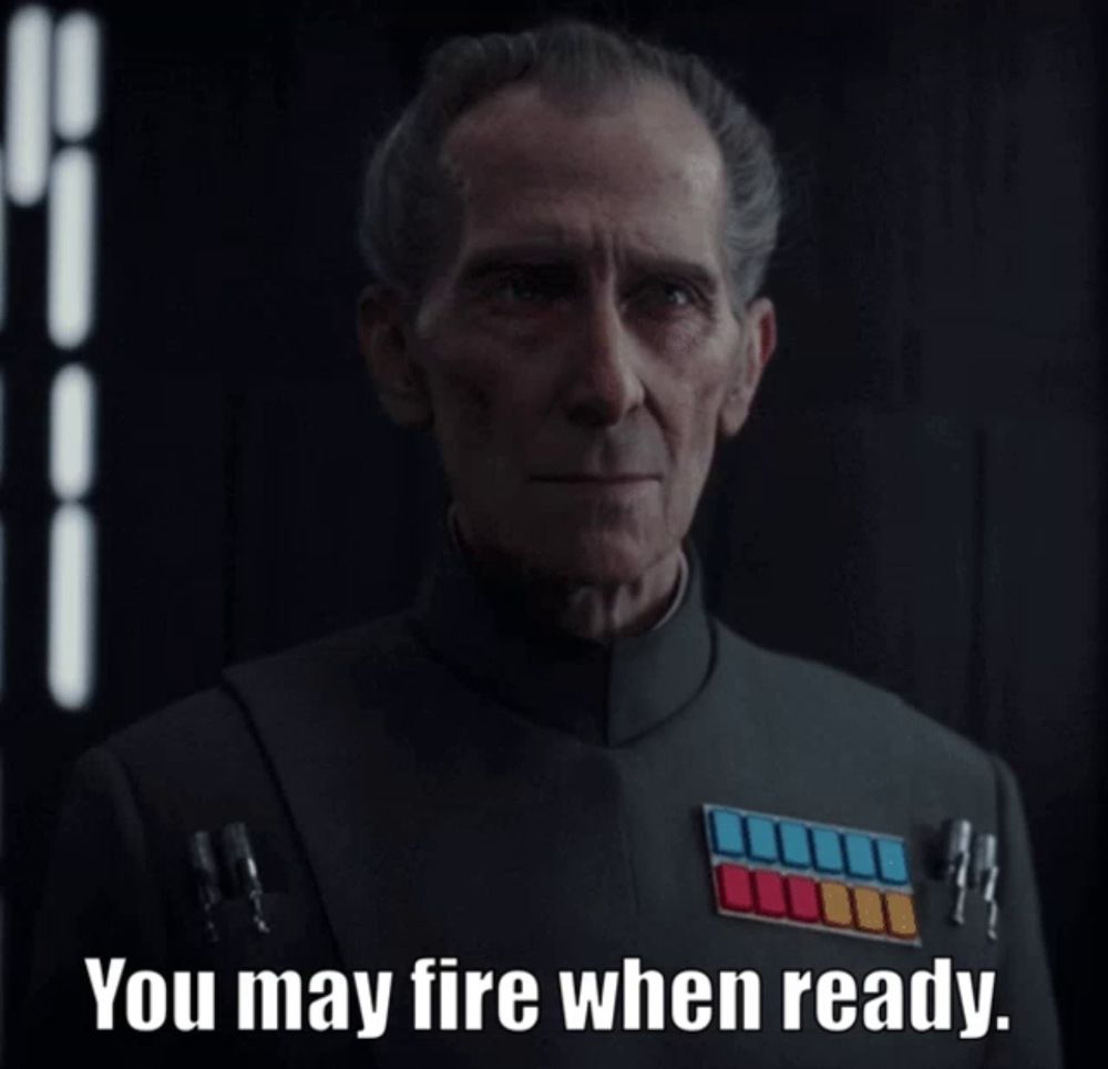 a man says " you may fire when ready "