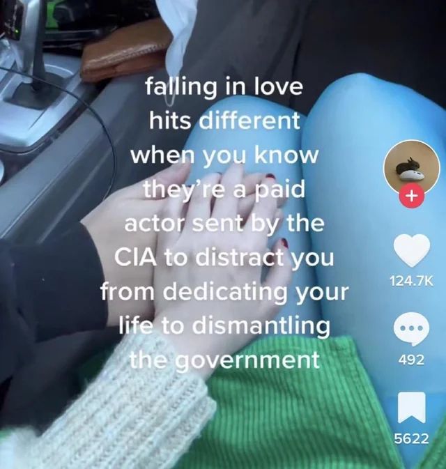 Falling in love hits different when you know they're a paid actor sent by the CIA to distract you from dedicating your life to dismantling the government.