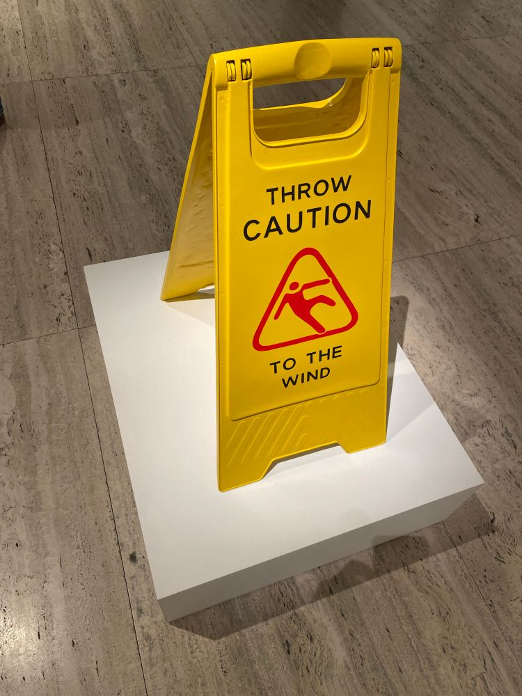 Hazard sign in an art gallery