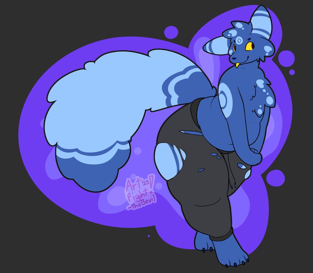 an anthro walking towards the viewer. they have their arms down and are leaned over, wearing very ripped sweatpants.