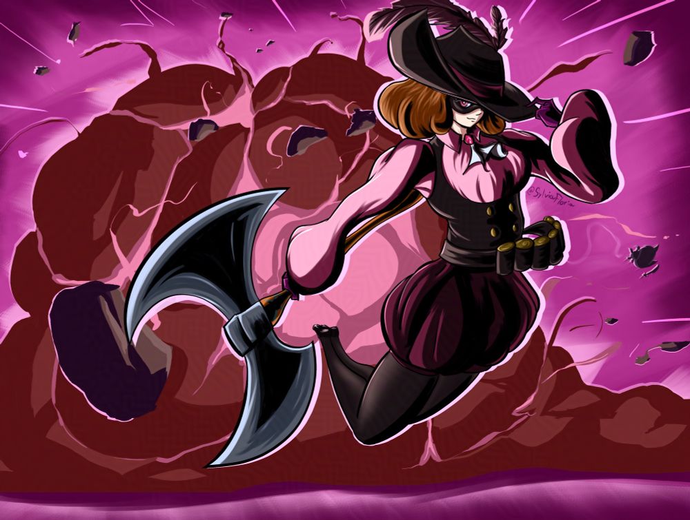 Haru blasting away from an explosion.