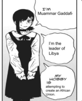 I’m Muammar Gaddafi-
I'm the leader of Libya
My hobby is attempting to create an African Union.