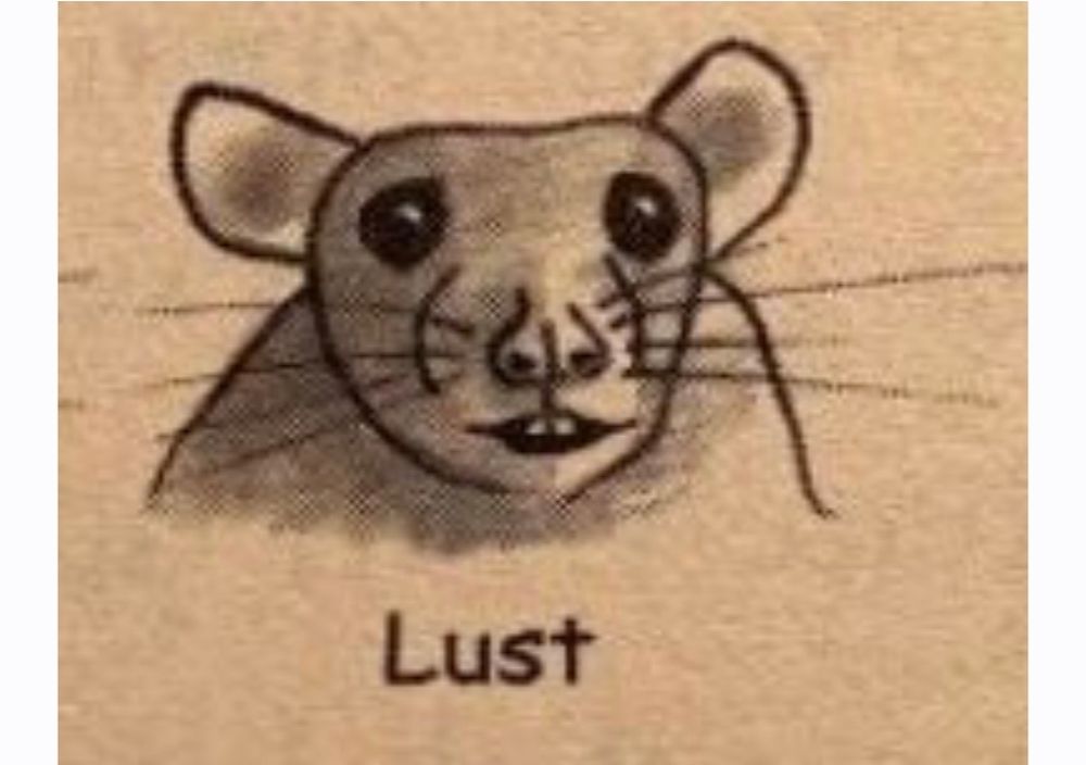 Rat and it says lust underneath. 