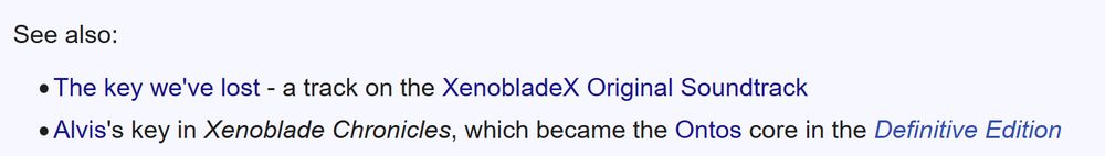 The bottom of the "Key (disambiguation)" page, with text for The key we've lost and Alvis's key.
