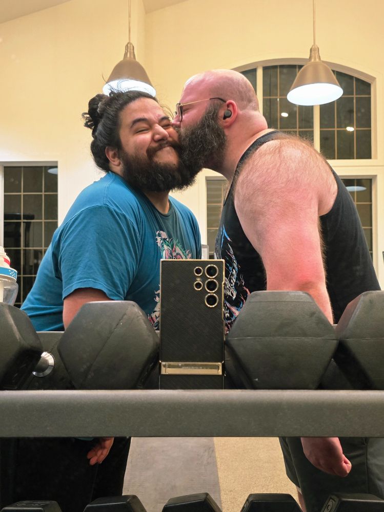 Two bulls working out their kissing muscles!