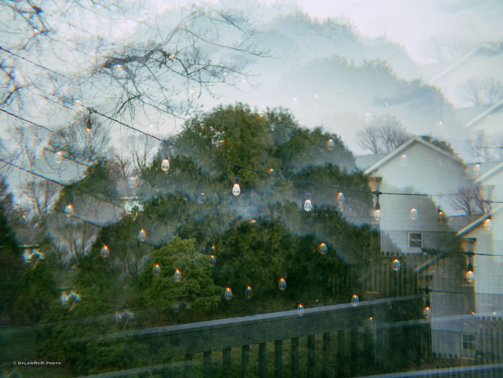 A picture of some lights using a Kaleidoscope filter