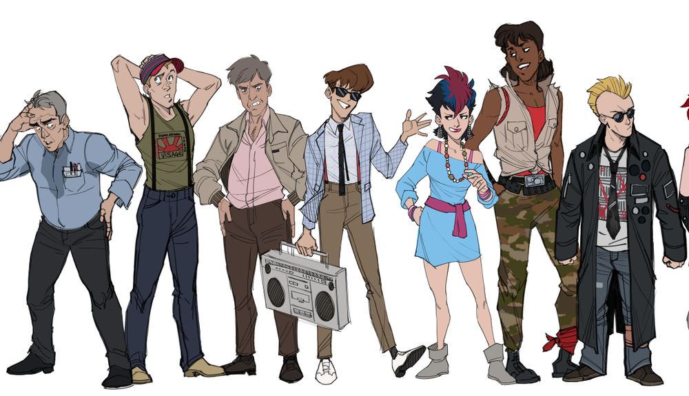Return of the Living Dead characters drawn in a cartoony style