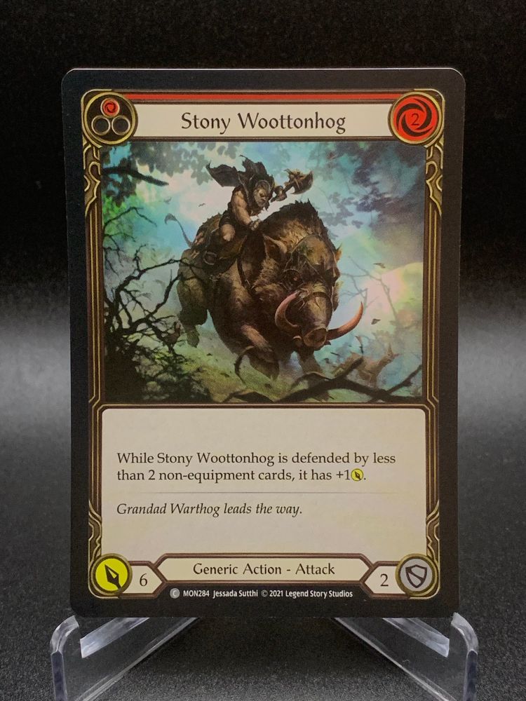 Flesh and blood card stony woottonhog (red) (rainbow foil)