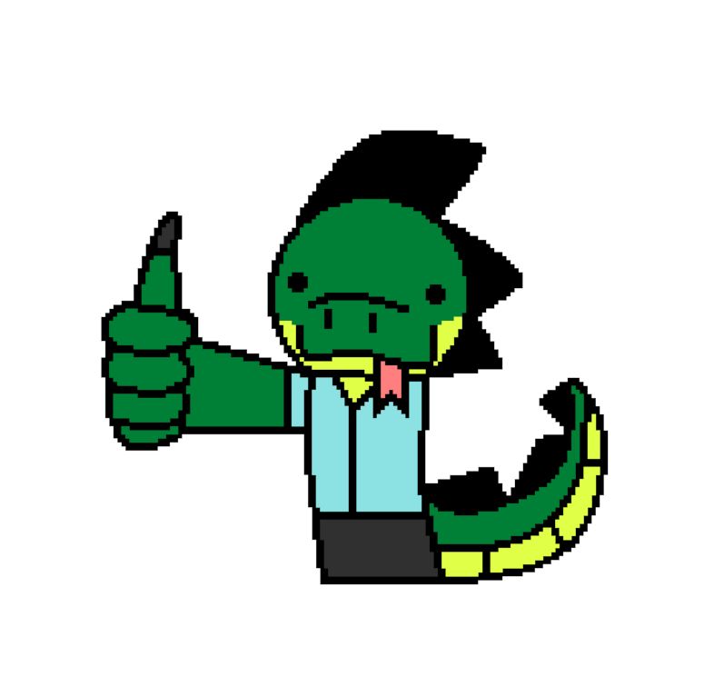 Achiya Monu m, a lizard man, giving a thumbs up.