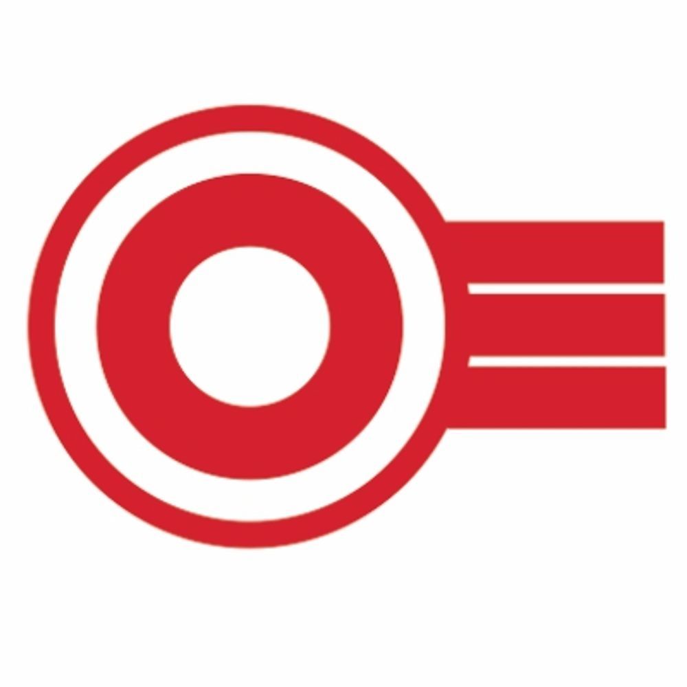 Cyril Fox's symbol for Wandlebury hillfort: two concentric red circles and three parallel red lines form a key-shape