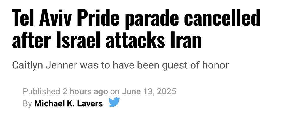 Tel Aviv Pride parade cancelled after Israel attacks Iran
Caitlyn Jenner was to have been guest of honor
Published 2 hours ago on June 13, 2025
By Michael K. Lavers 