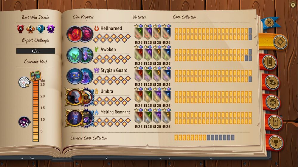 monster train logbook, all clan combination crowns achieved