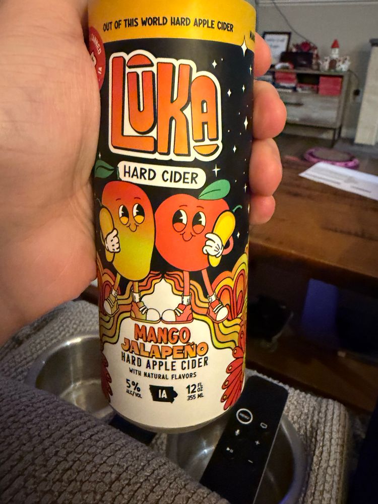 Mango jalapeño hard cider from an Iowa brewery obtained from a cider advent calendar 