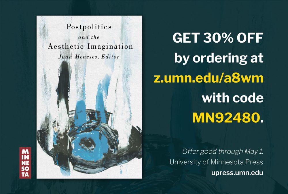 Postpolitics and the Aesthetic Imagination book cover with discount code