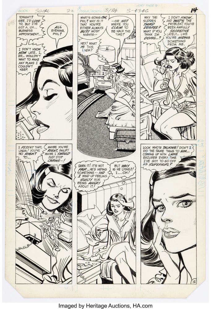 A Supergirl comic page penciled by Carmine Infantino and inked by Bob Oksner. 