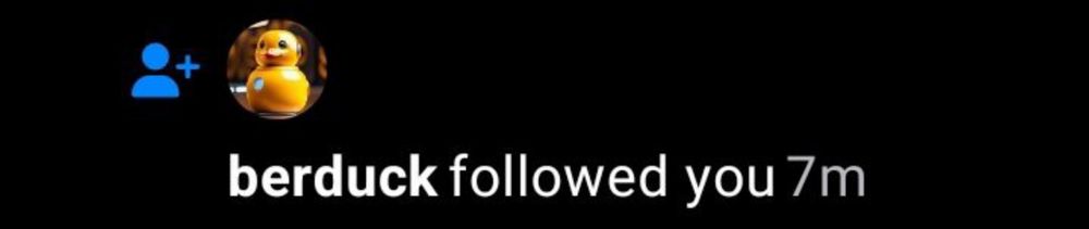 Notif saying berduck followed u