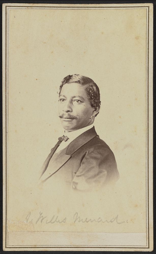 Portrait of John Willis Menard by Leeson.
W. H. (William H.), photographer - Library of Congress: Emily Howland photograph album

https://www.loc.gov/resource/ppmsca.54206/, Public Domain, https://commons.wikimedia.org/w/index.php?curid=67137025