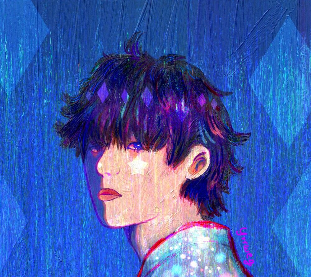 A zoomed in close-up of his face