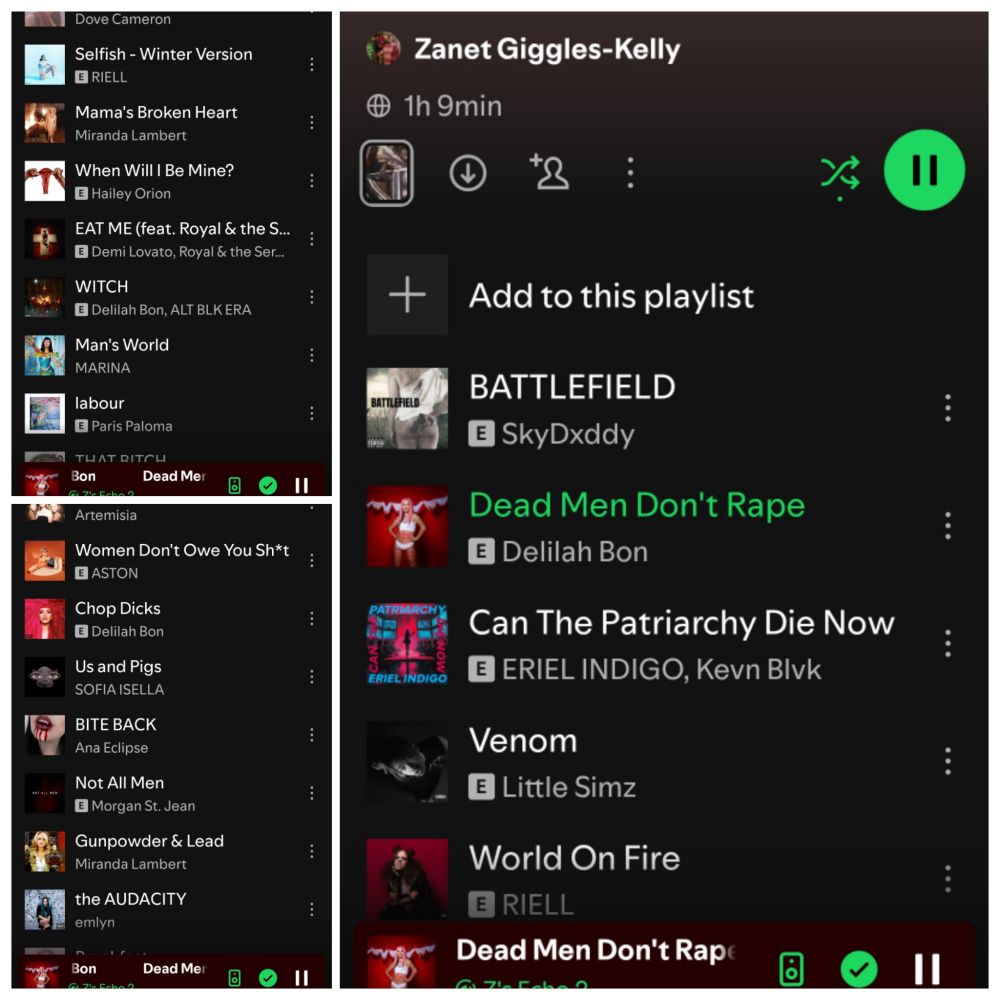 Collage image of a Spotify playlist titled Rage