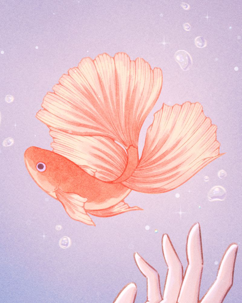 Cute fish illustration. He is baby.