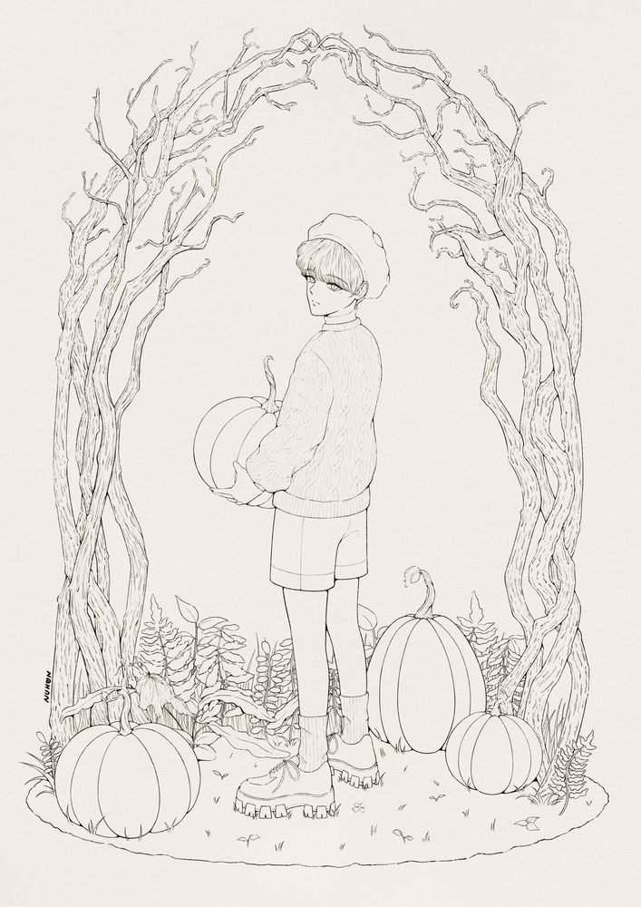 Lineart drawing of my original character.