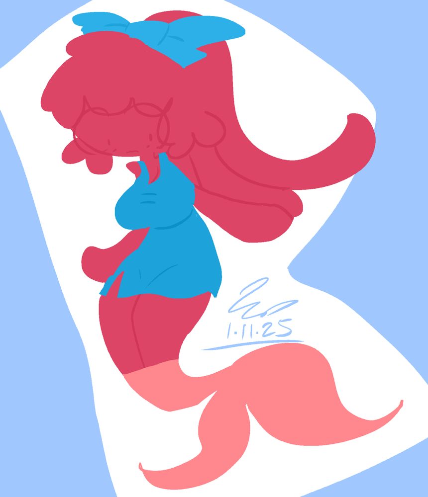 Slimi's former boots have become a half mermaid tail