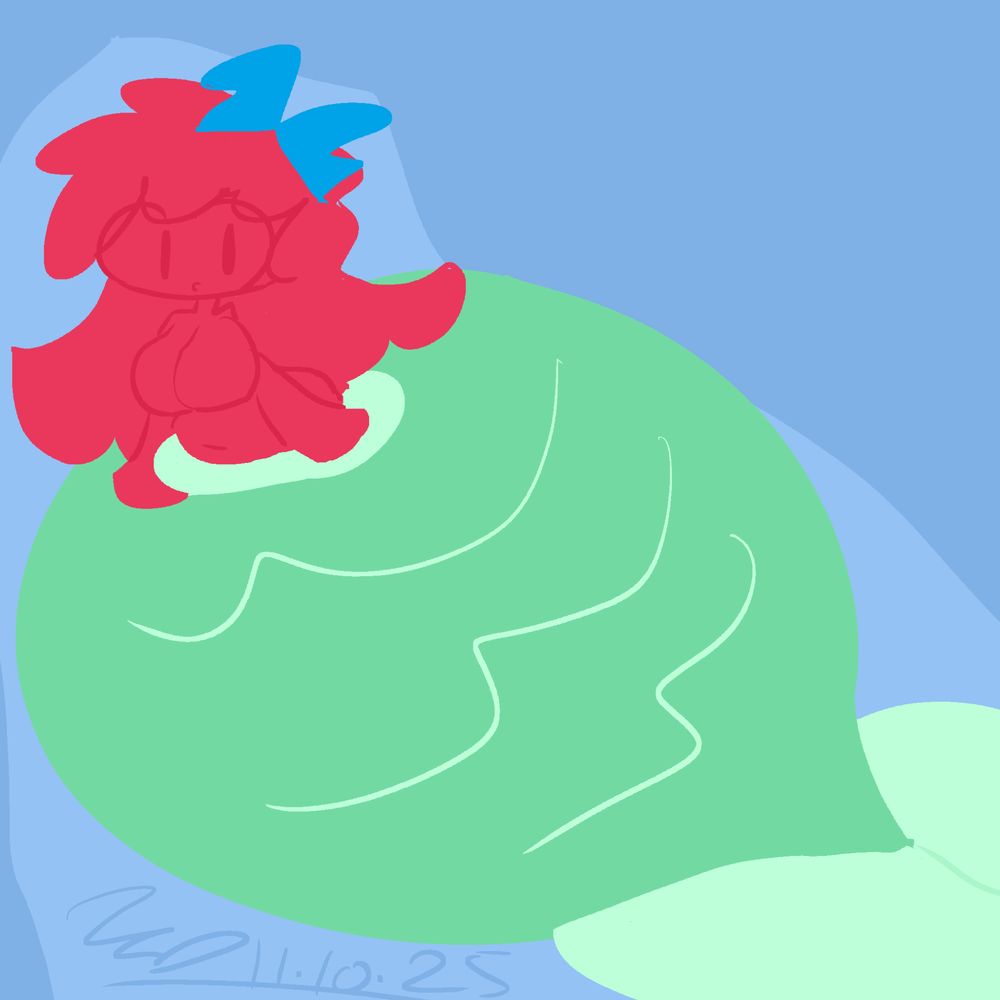Slimi drawn with a massive mermaid tail