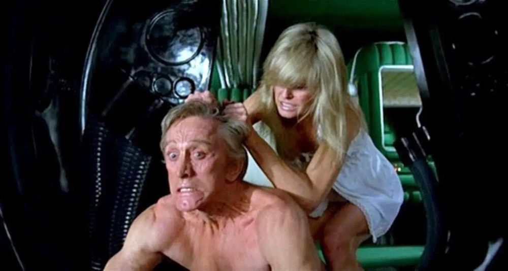 Kirk Douglas and Farrah Fawcett in a scene from "Saturn 3"