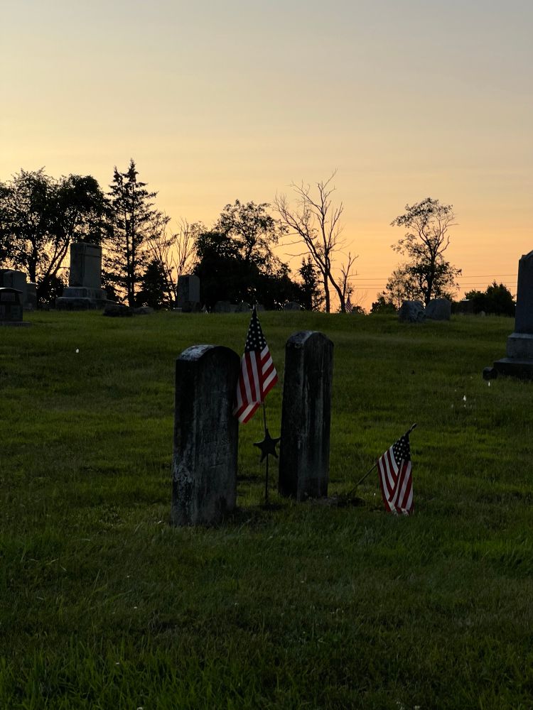 All photos are of gravestones at dusk with varying sunset light. No filters. 