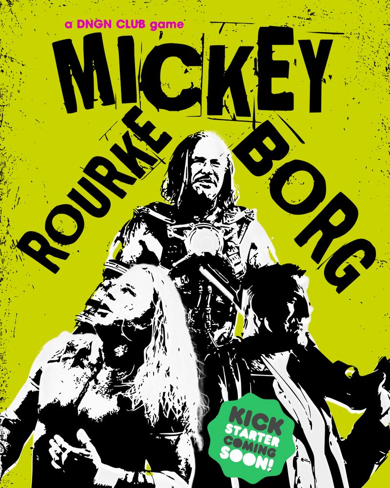a fake cover for a fake mork borg hack -- MICKEY ROURKE BORG